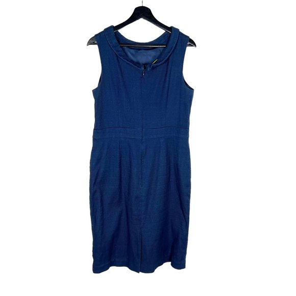 Boden Martha Navy Blue Woven Sleeveless Knee Length Sheath Dress 12 Tall - Picture 4 of 12